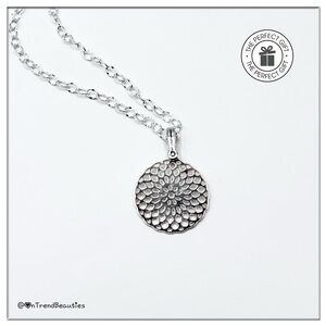 Elegant Sterling Silver Medallion Pendant Necklace